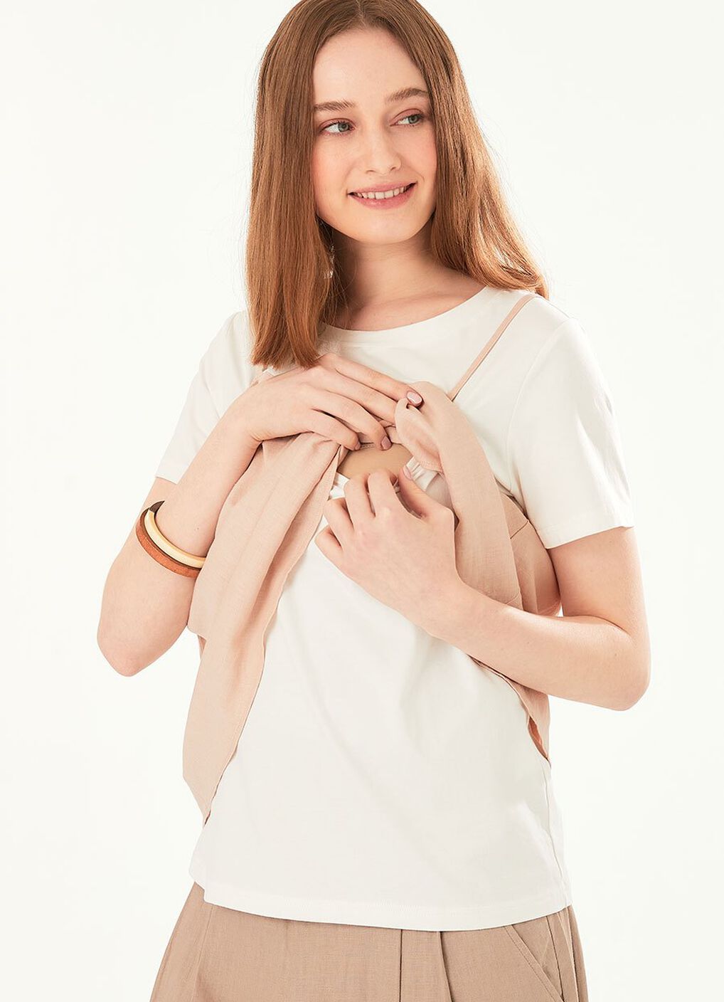 2 in 1 Maternity & Nursing Spliced Top, , hi-res image number 1