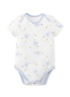 Blue Elephant Baby Cotton Short Sleeve Bodysuit 2 Pcs Pack, , hi-res
