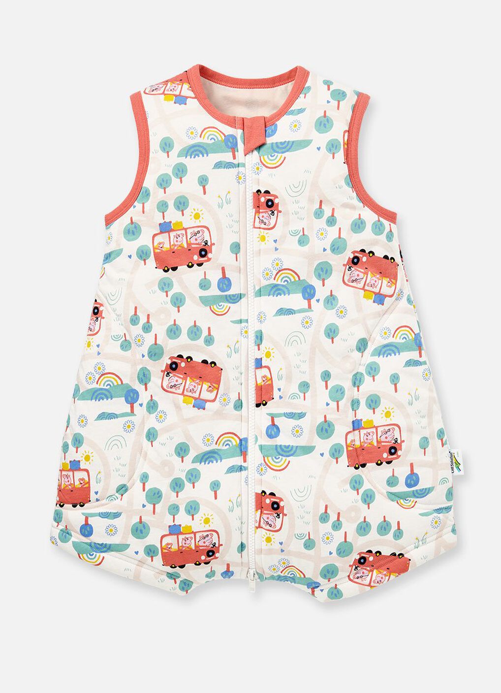 Lightweight Optimum Temp. Sleep Suit Peppa Pig Wheels On The Bus, Brick, hi-res image number 0