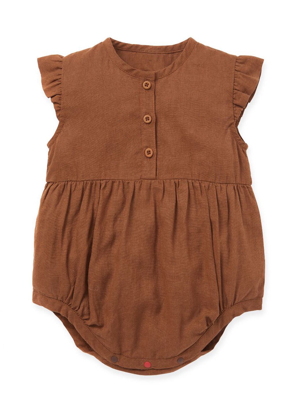 Baby Ruffle S/L Bodysuit, Brown, hi-res image number 0