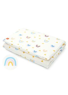 Cotton Printed Cot Sheets -Rainbow(140*70cm), Mid Blue, hi-res