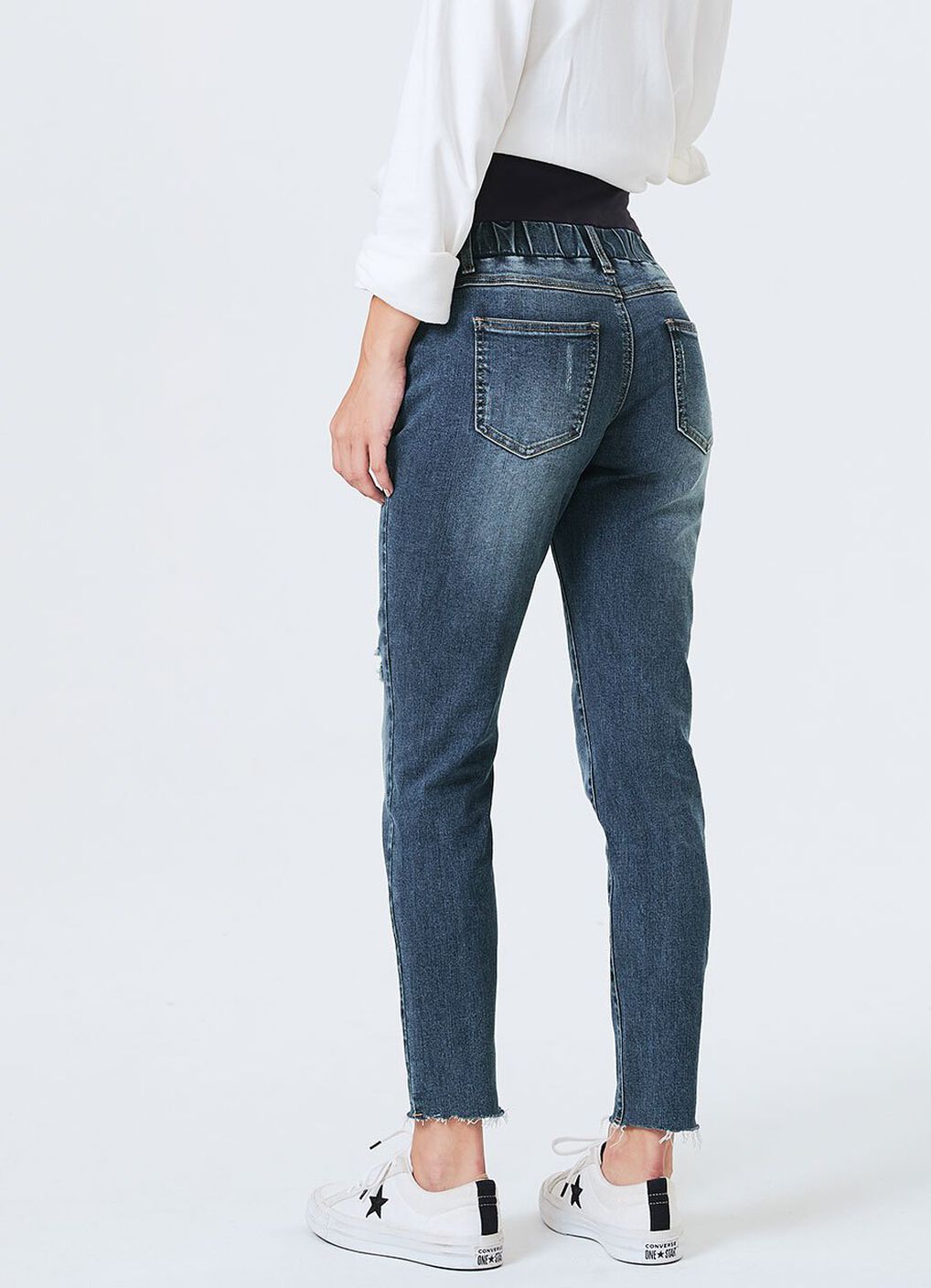 Raw Hem Ripped Maternity Skinny Jeans, , hi-res image number 3