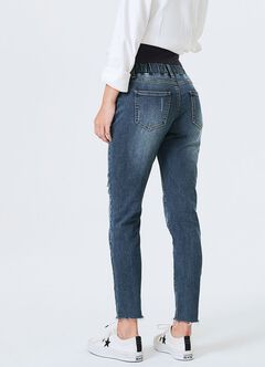 Raw Hem Ripped Maternity Skinny Jeans, , hi-res