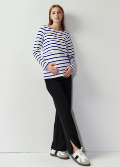Striped Boat Neck Maternity & Nursing Top, , hi-res