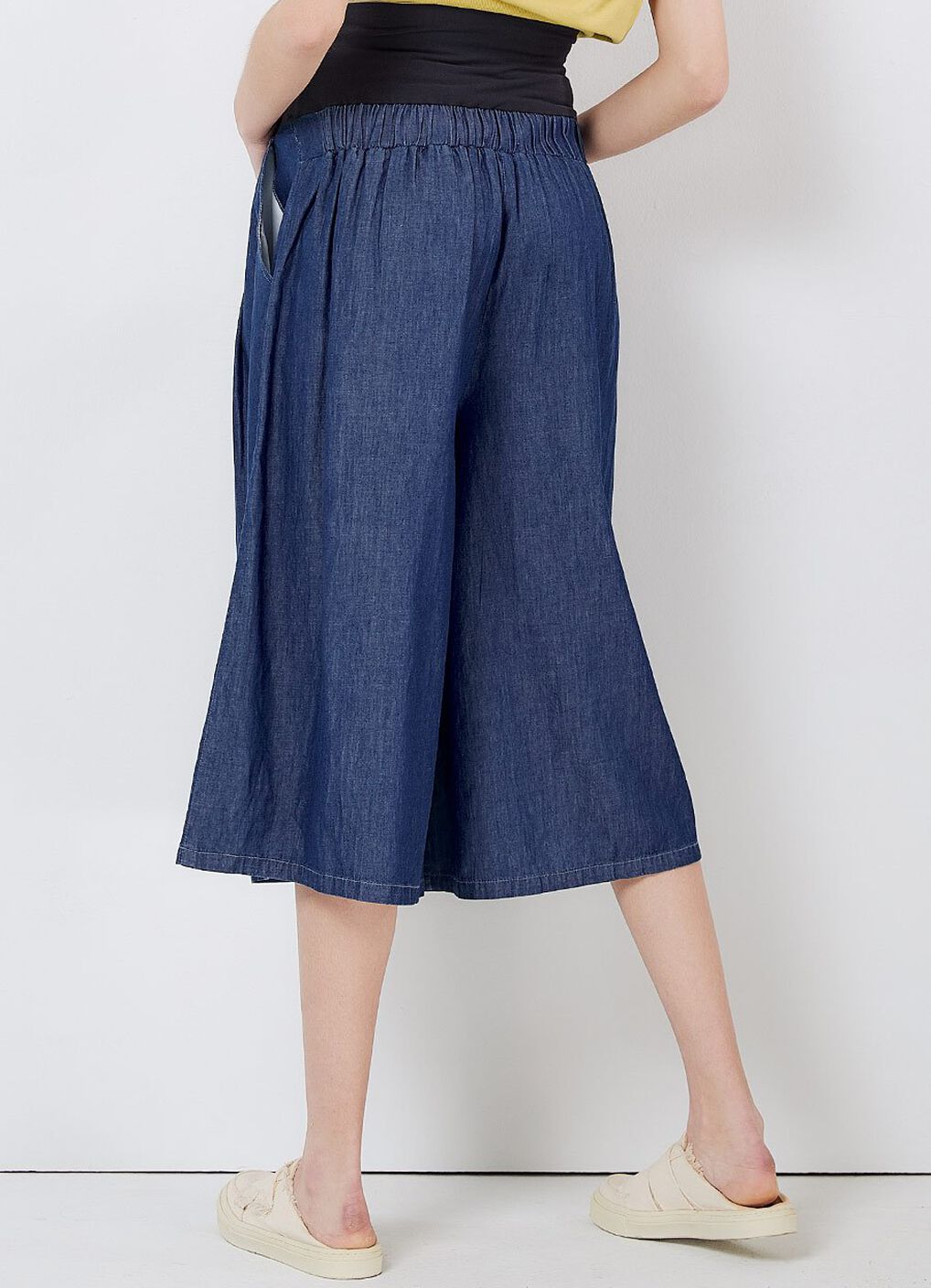 Drapey Denim Maternity Culottes Pants, , hi-res image number 3