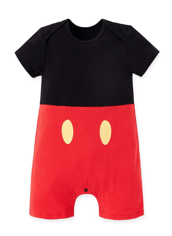 Disney Mickey Yellow Button Baby Cotton S/S Romper