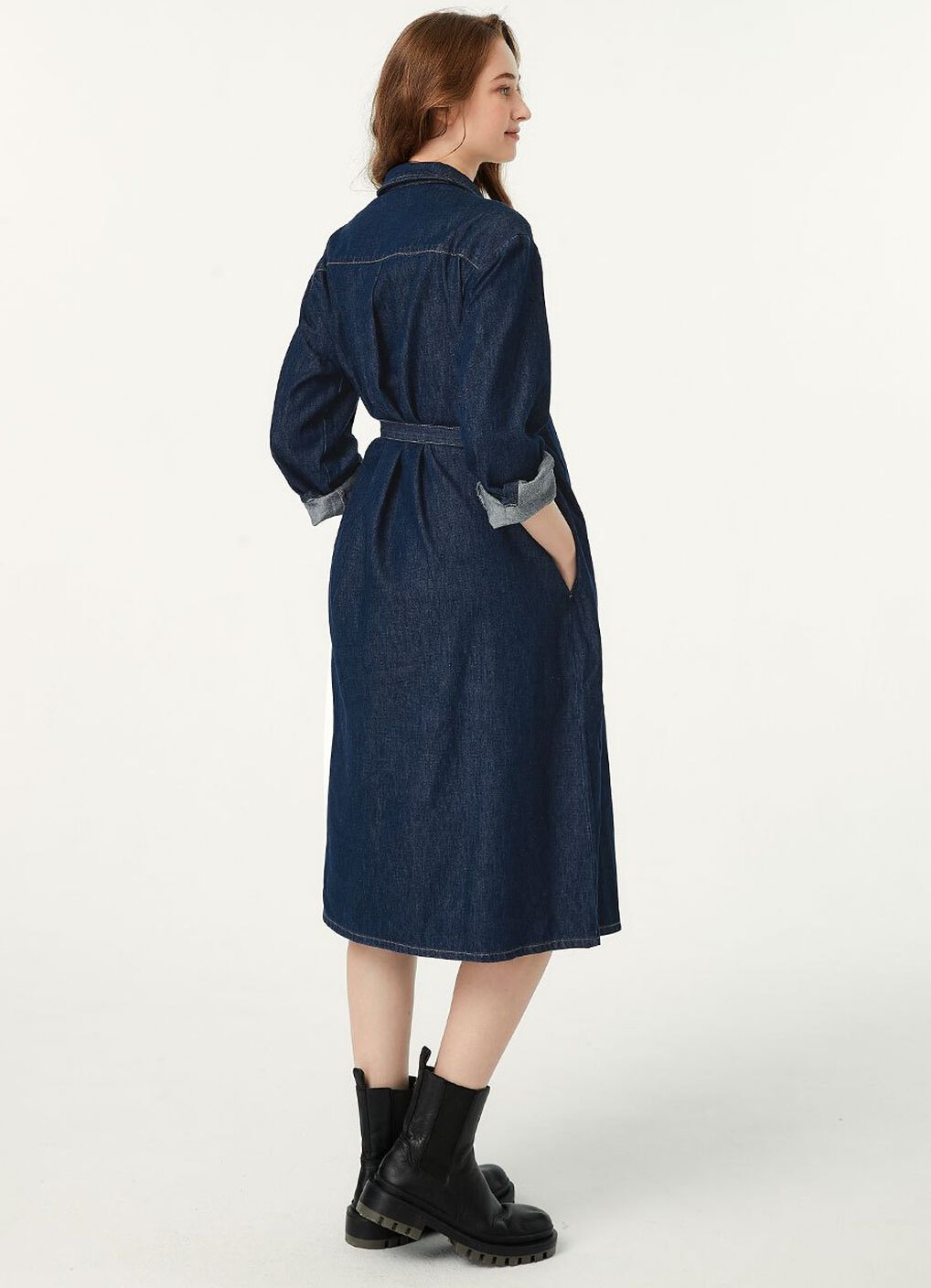 Denim Belted M&N Shirt Dress, , hi-res image number 6