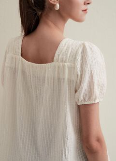 Square Collar Maternity & Nursing Top, Cream, hi-res