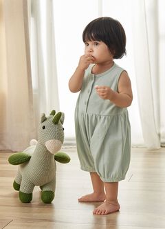 Button Front Baby Sleeveless Romper, , hi-res