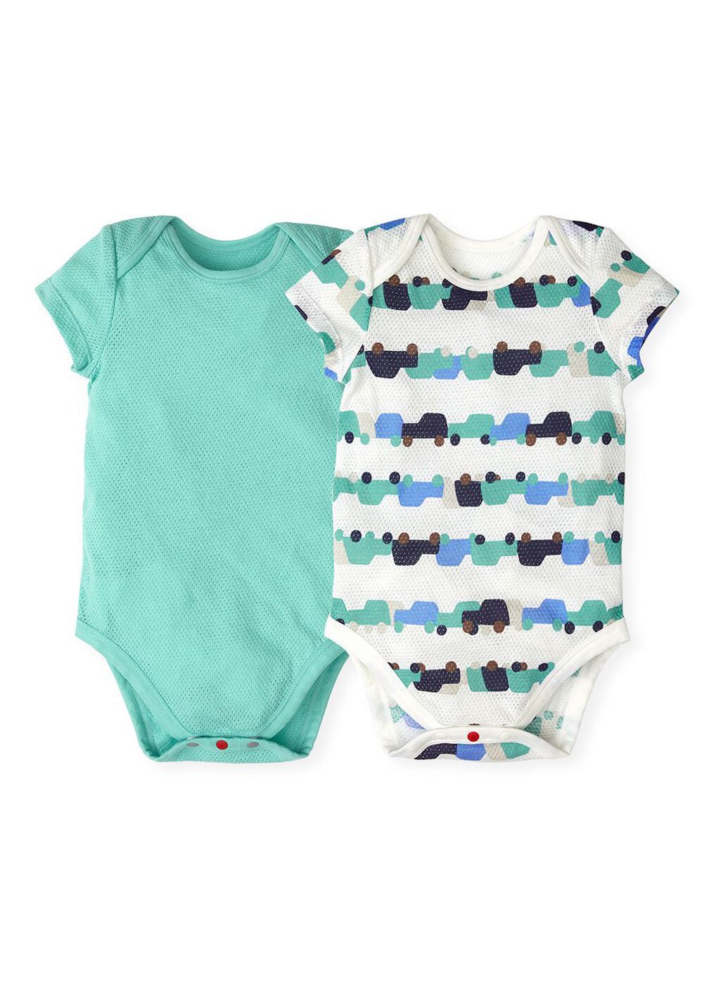 Baby Cotton Mesh Short Sleeve Bodysuit 2 Pack, Sage Green, hi-res image number 0