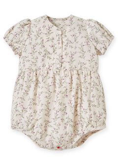 Floral-print Baby Short Sleeve Romper, , hi-res