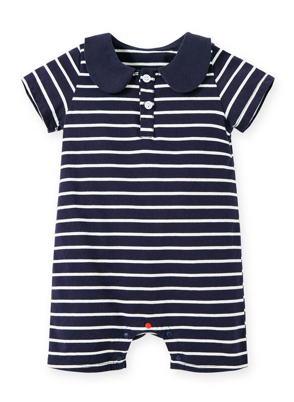 Striped Baby Polo Romper