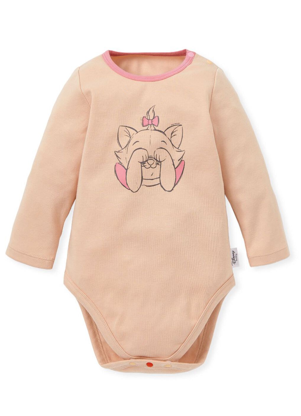Baby Disney Cotton Long Sleeve Bodysuit, Dusty Pink, hi-res image number 0
