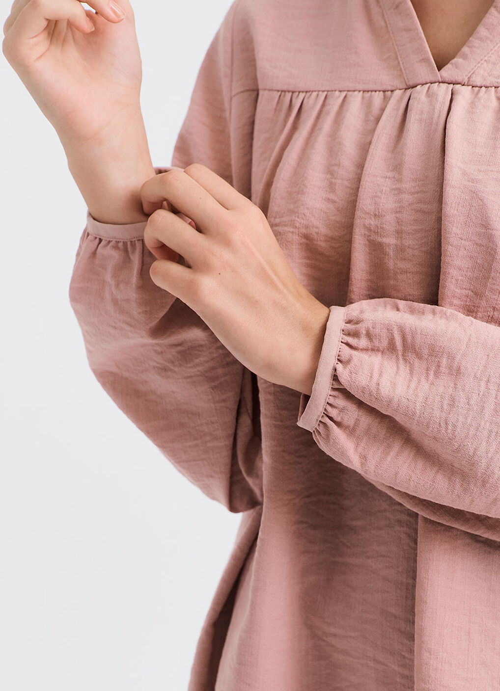 Pleated V-Neck Maternity & Nursing Top, Light Pink, hi-res image number 7