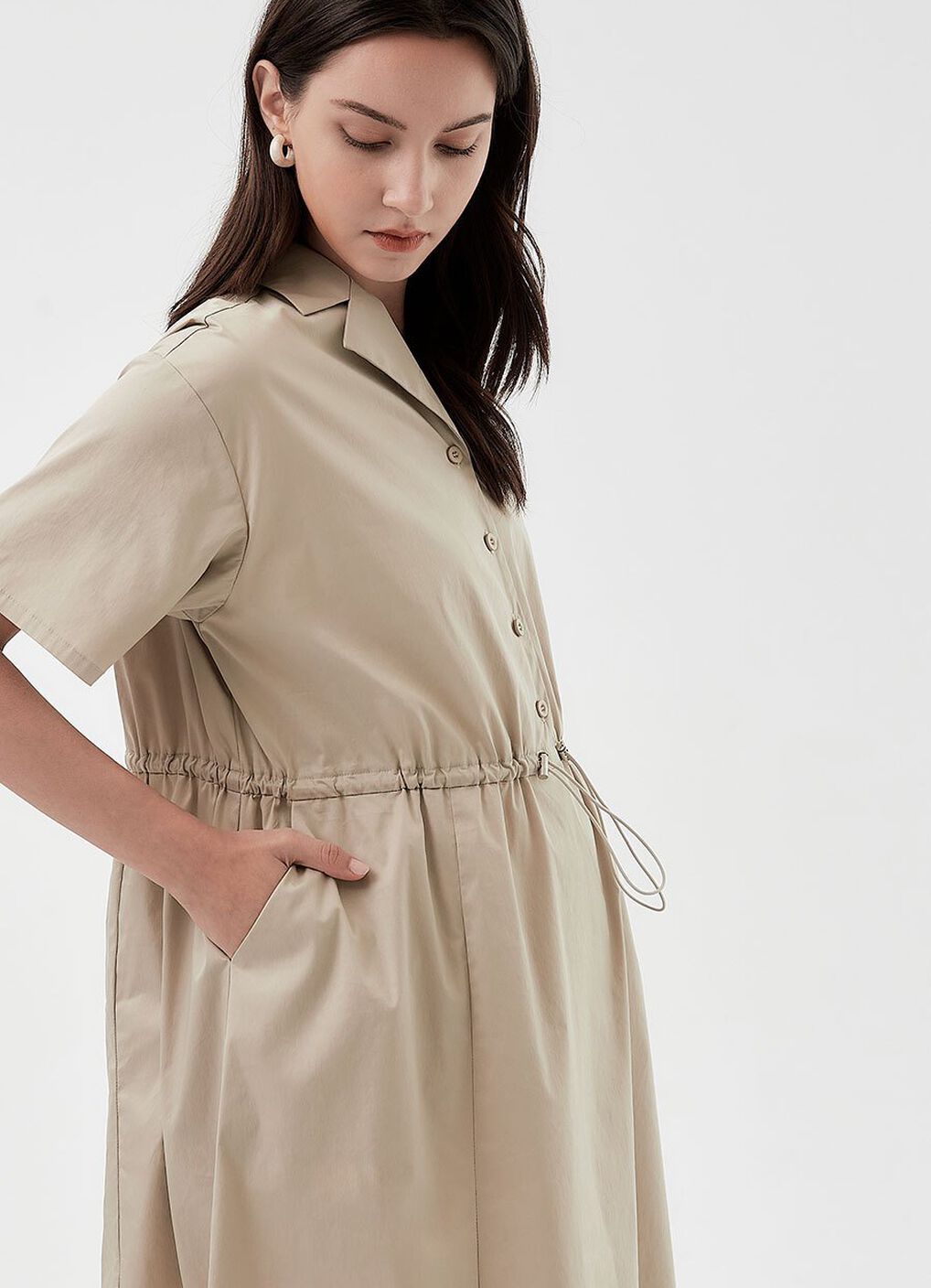 Collared Tie Waist Maternity & Nursing Short Sleeve Dress, , hi-res image number 2