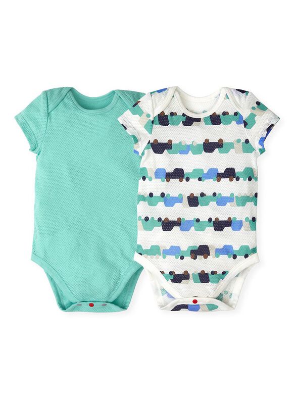 Baby Cotton Mesh Short Sleeve Bodysuit 2 Pack