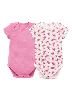 Baby Cotton Mesh Short Sleeve Bodysuit 2 Pack, Rose, hi-res
