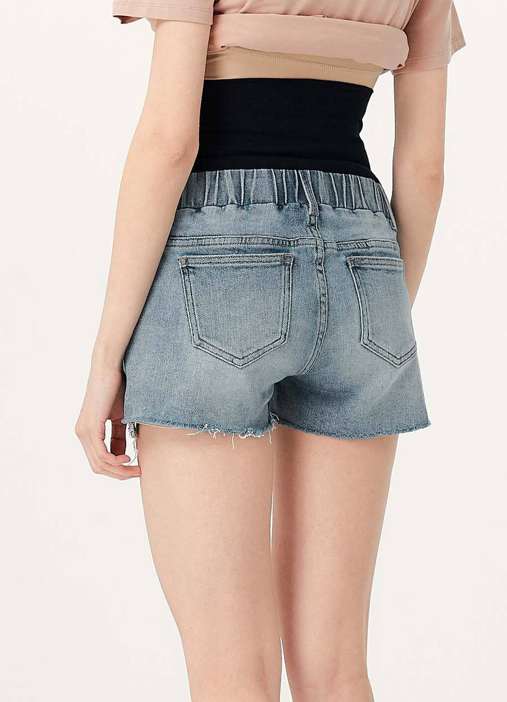 Frayed Hem Maternity Denim Shorts, , hi-res image number 2