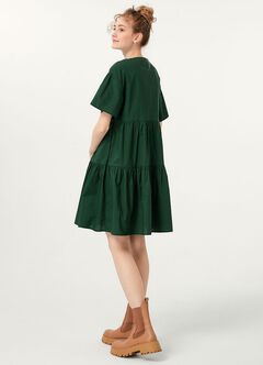 Flared Hem Cotton Maternity & Nursing Dress, Green, hi-res