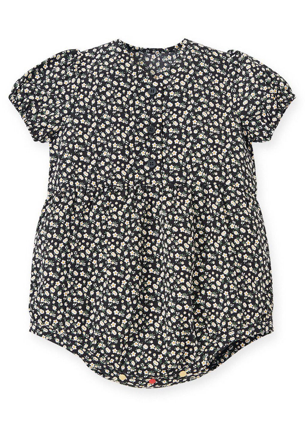 Floral-print Baby Short Sleeve Romper, Black, hi-res image number 0