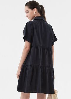 Cotton Maternity & Nursing Short Sleeve Tiered Dress, , hi-res