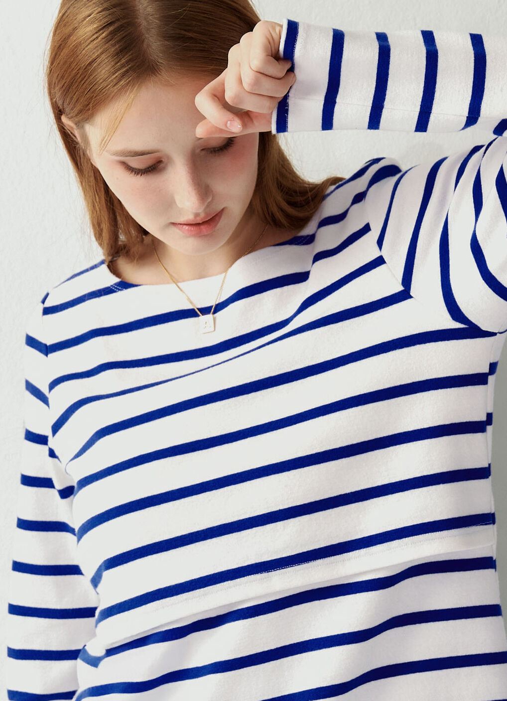 Striped Boat Neck Maternity & Nursing Top, , hi-res image number 3