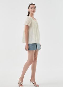 Square Collar Maternity & Nursing Top, Cream, hi-res