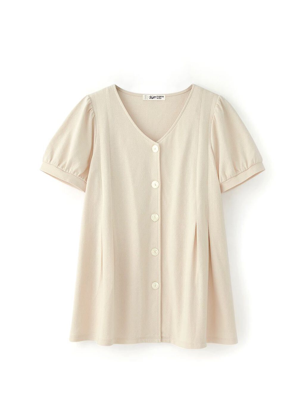 Puff Sleeves Button Down Maternity & Nursing Top, , hi-res image number 5
