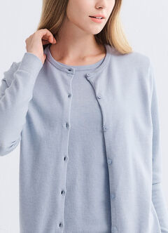 Knitted Crew Neck Maternity & Nursing Cardigan, Light Blue, hi-res