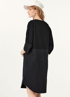 Round Neck Patchwork M&N Dress, , hi-res