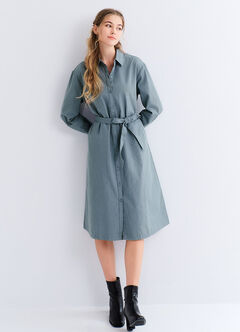 Elegant Belted Maternity & Nursing Shirt Dress, , hi-res