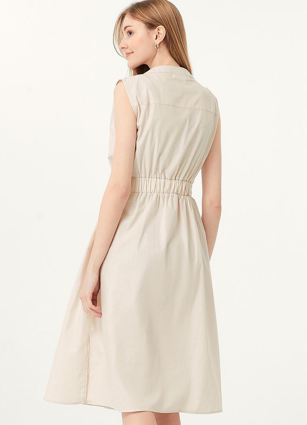 Button-through S/L Maternity & Nursing Dress, Khaki, hi-res image number 3