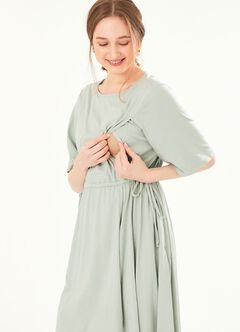 Drapey Maternity & Nursing Midi Dress, Sage Green, hi-res