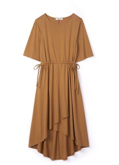 Drapey Maternity & Nursing Midi Dress, Brown, hi-res