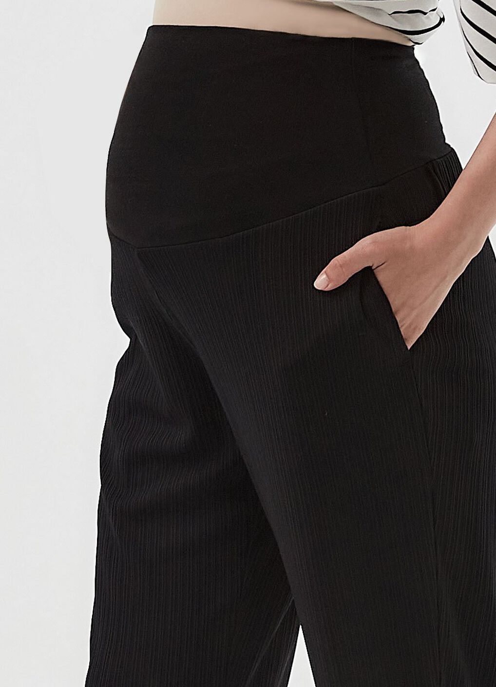 Pleated Maternity Straight Leg Pants, Black, hi-res image number 2