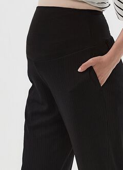Pleated Maternity Straight Leg Pants, Black, hi-res