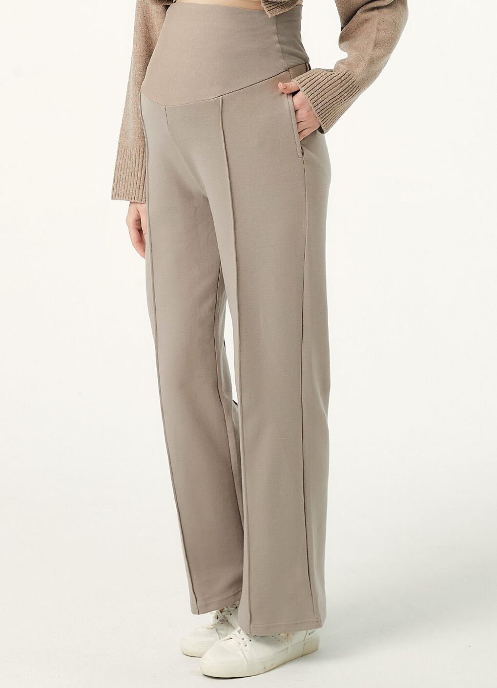 Relaxed Maternity Slim Pants, Khaki, hi-res image number 2