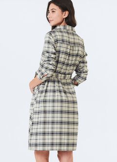 Classic Plaid Maternity & Nursing Shirt Dress, Cream, hi-res