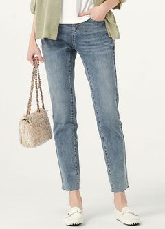 Raw Hem Maternity Slim Straight Jeans, , hi-res