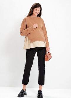 Knitted 2 in 1 Maternity & Nursing Layered Jumper, , hi-res