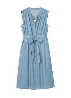 Button-through S/L Maternity & Nursing Dress, Blue, hi-res