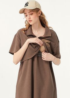 Waffle M&N Polo Dress, Mink, hi-res
