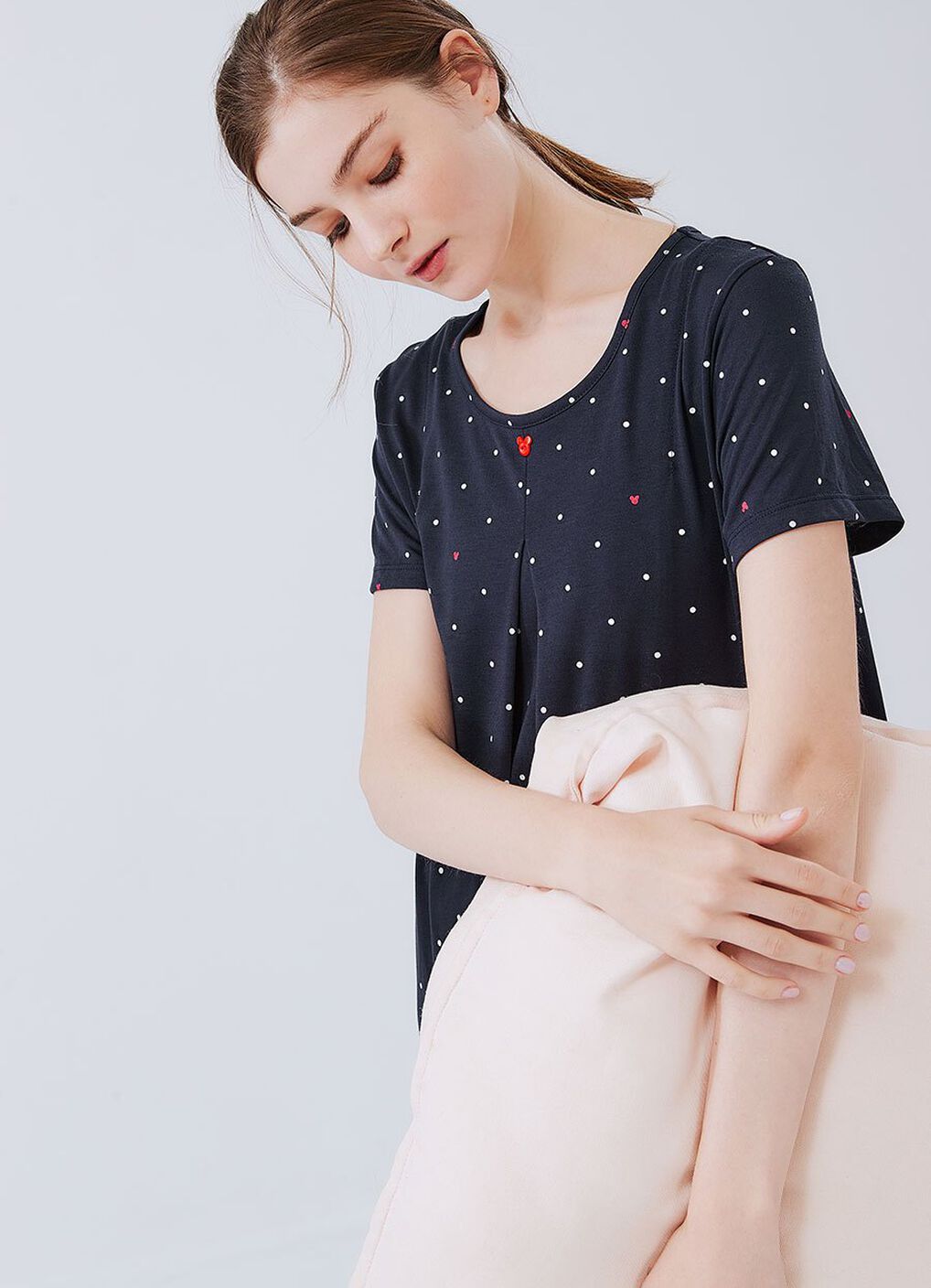 Mickey Dotty Maternity & Nursing Pyjama Dress, Navy, hi-res image number 2