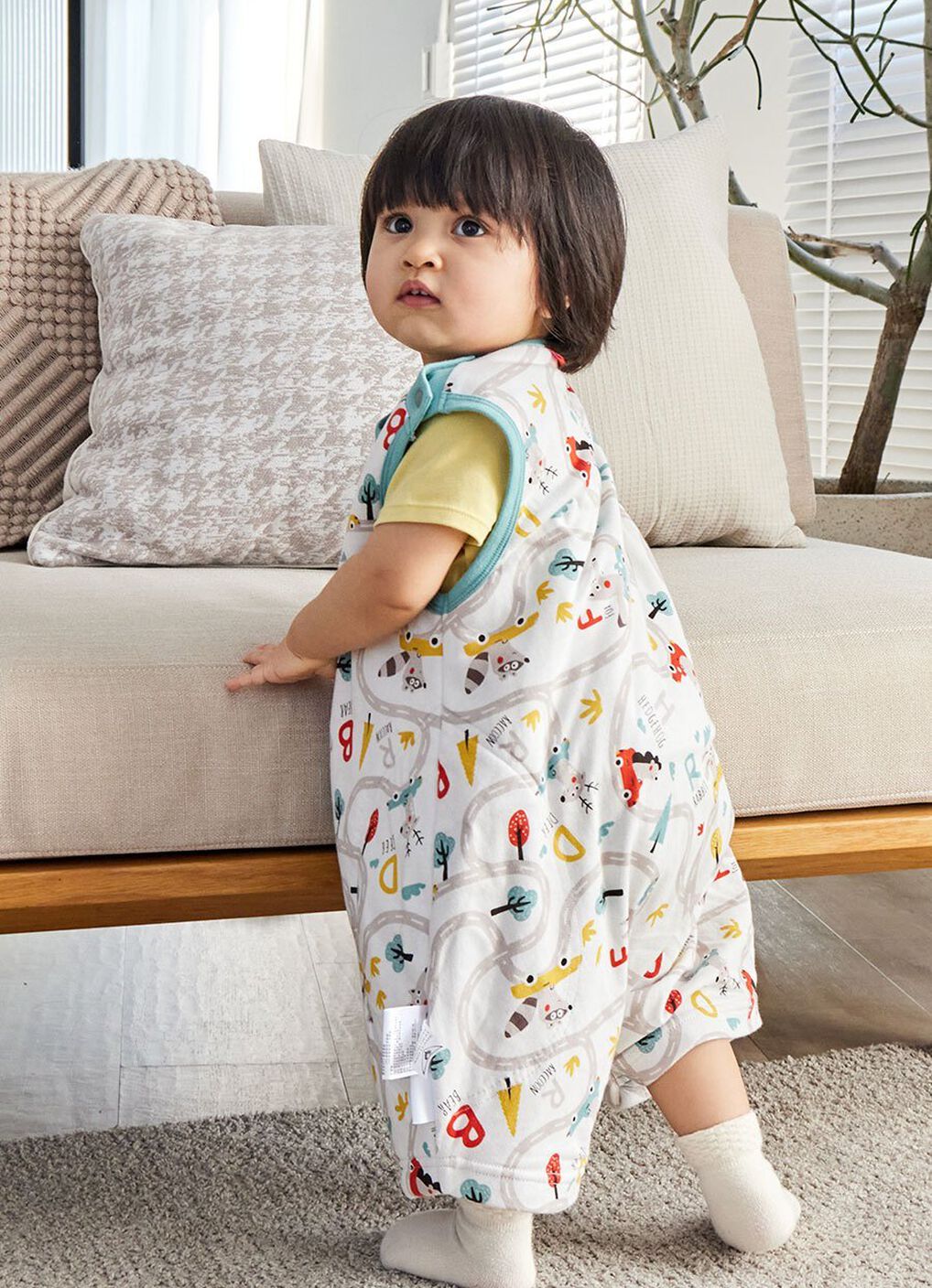 Lightweight Optimum Temp. Sleep Suit-Jungle Bumper Car, , hi-res image number 4