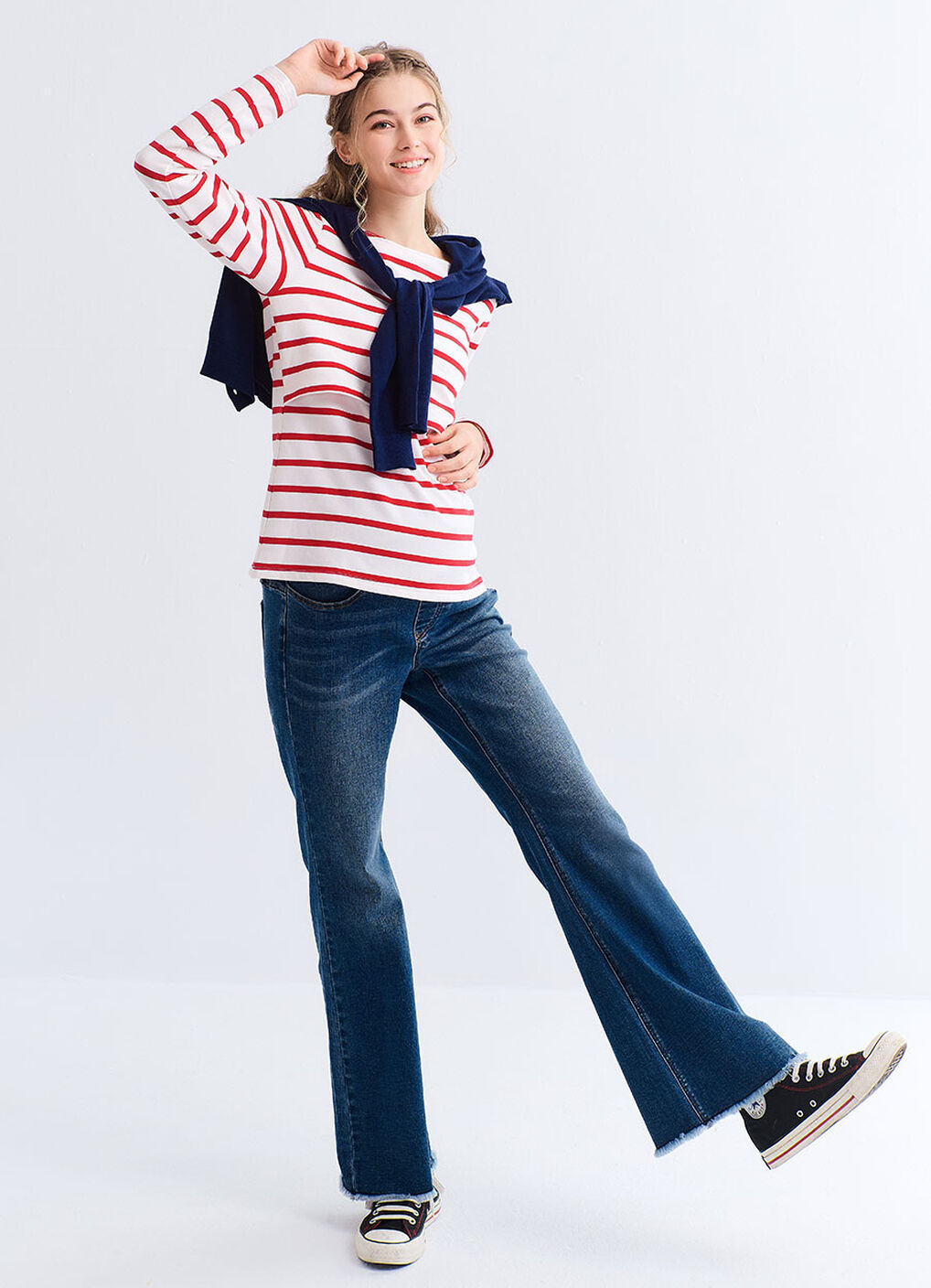 Striped Boat Neck Maternity & Nursing Top, Red, hi-res image number 0