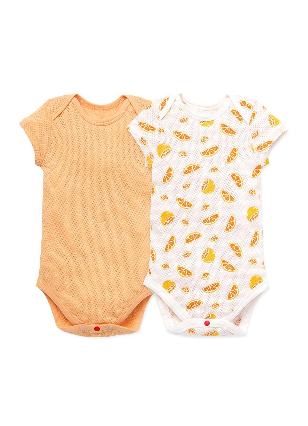 Baby Cotton Mesh Short Sleeve Bodysuit 2 Pack, Orange, hi-res image number 0