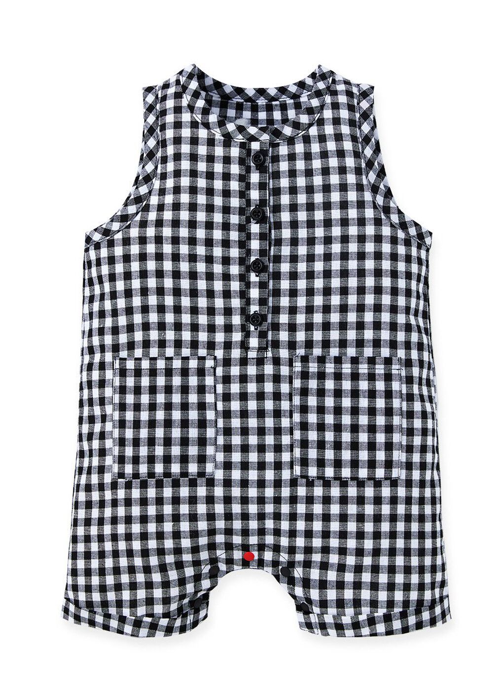 Baby S/L Patch Pocket Romper, Black, hi-res image number 0