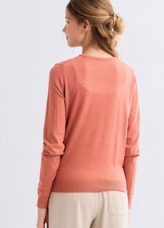 Knitted Crew Neck Maternity & Nursing Cardigan, Rose, hi-res