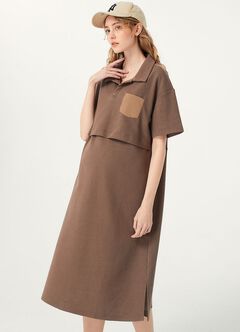 Waffle M&N Polo Dress, Mink, hi-res