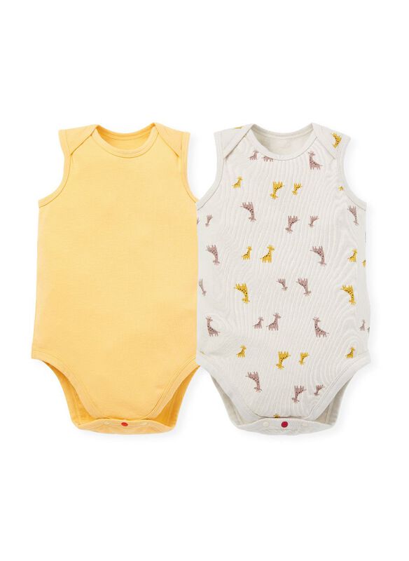 Giraffe Baby Cotton S/L Bodysuit 2 Pcs Pack